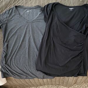 Maternity Old Navy Gray and Black Short Sleeve Tees